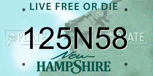 125N58 New Hampshire License Plate