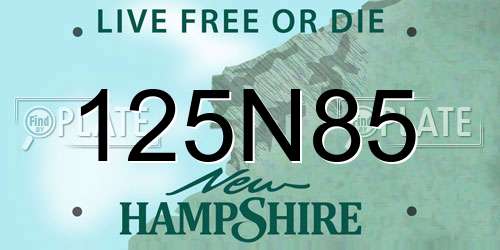 125N85 New Hampshire License Plate