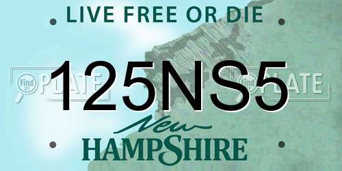 125NS5 New Hampshire License Plate