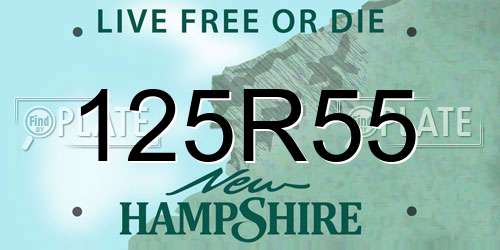 125R55 New Hampshire License Plate