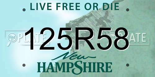 125R58 New Hampshire License Plate