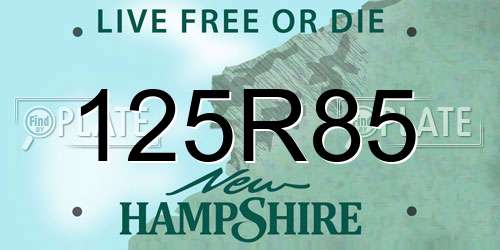 125R85 New Hampshire License Plate