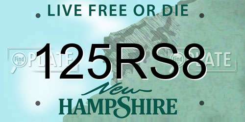125RS8 New Hampshire License Plate