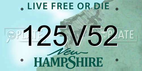 125V52 New Hampshire License Plate