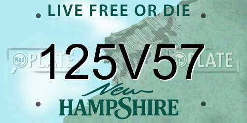 125V57 New Hampshire License Plate