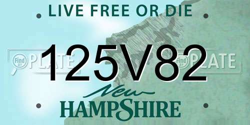 125V82 New Hampshire License Plate