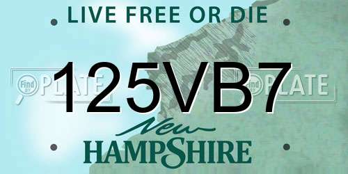 125VB7 New Hampshire License Plate