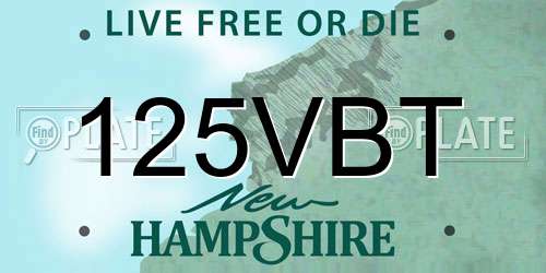 125VBT New Hampshire License Plate