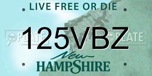 125VBZ New Hampshire License Plate