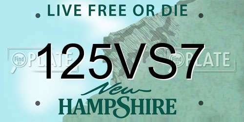 125VS7 New Hampshire License Plate