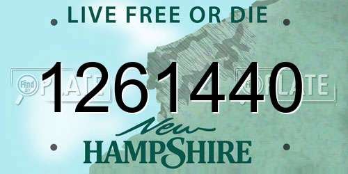 1261440 New Hampshire License Plate