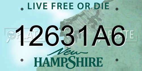 12631A6 New Hampshire License Plate