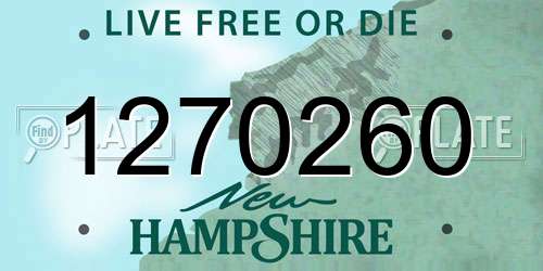 1270260 New Hampshire License Plate