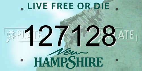 127128 New Hampshire License Plate
