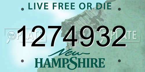 1274932 New Hampshire License Plate