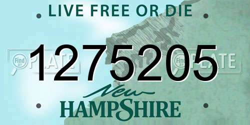1275205 New Hampshire License Plate