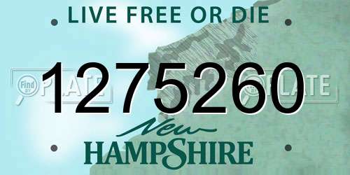 1275260 New Hampshire License Plate