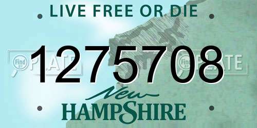 1275708 New Hampshire License Plate