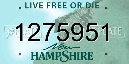 1275951 New Hampshire License Plate