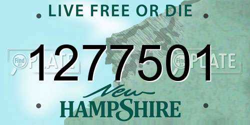 1277501 New Hampshire License Plate