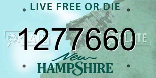 1277660 New Hampshire License Plate