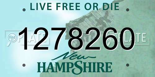 1278260 New Hampshire License Plate