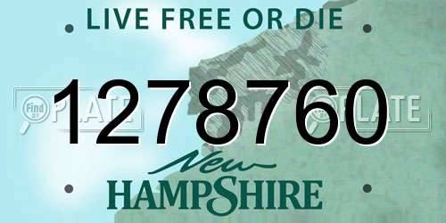1278760 New Hampshire License Plate