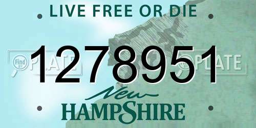 1278951 New Hampshire License Plate