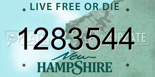 1283544 New Hampshire License Plate