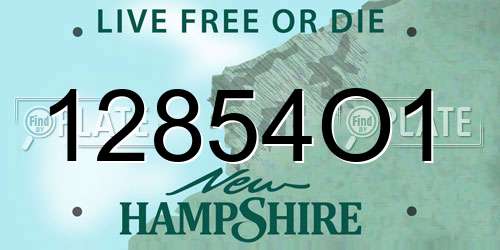 12854O1 New Hampshire License Plate