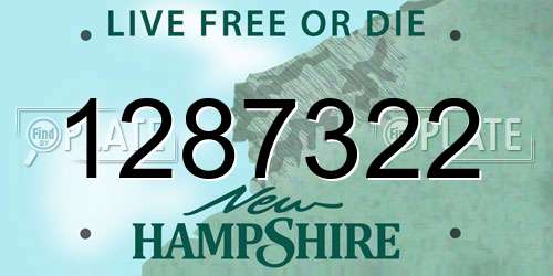 1287322 New Hampshire License Plate