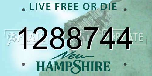 1288744 New Hampshire License Plate