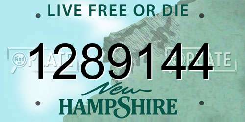 1289144 New Hampshire License Plate