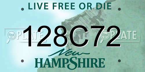 128C72 New Hampshire License Plate