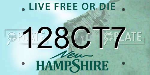 128CT7 New Hampshire License Plate