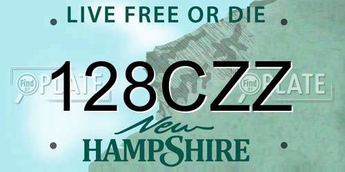 128CZZ New Hampshire License Plate