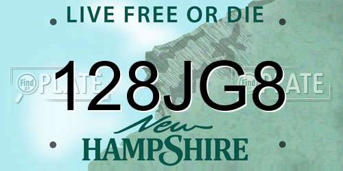 128JG8 New Hampshire License Plate