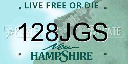 128JGS New Hampshire License Plate
