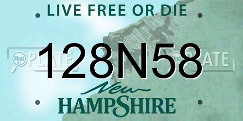 128N58 New Hampshire License Plate