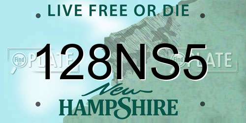 128NS5 New Hampshire License Plate