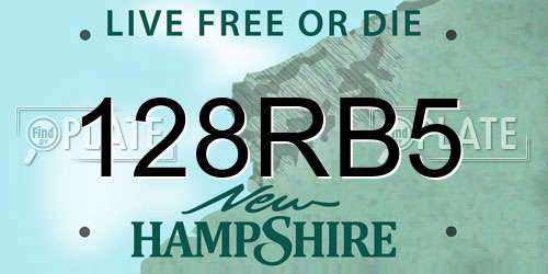 128RB5 New Hampshire License Plate