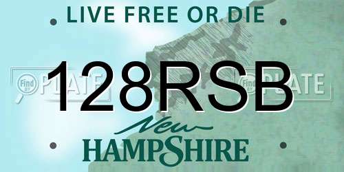 128RSB New Hampshire License Plate