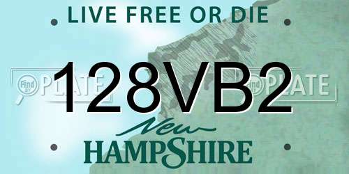 128VB2 New Hampshire License Plate