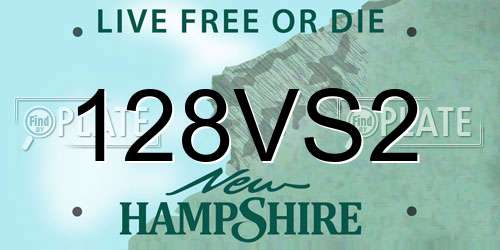 128VS2 New Hampshire License Plate