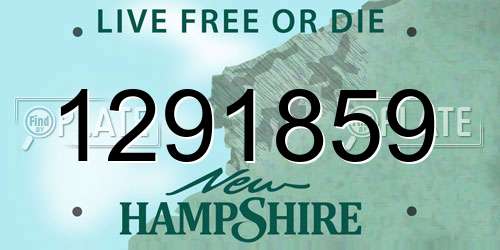 1291859 New Hampshire License Plate