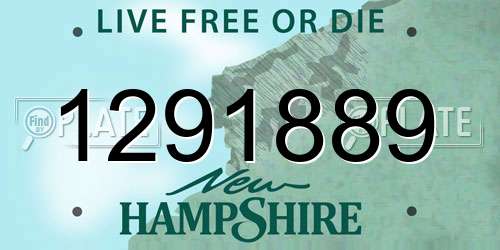 1291889 New Hampshire License Plate