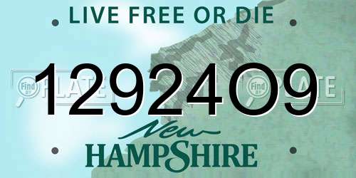 12924O9 New Hampshire License Plate