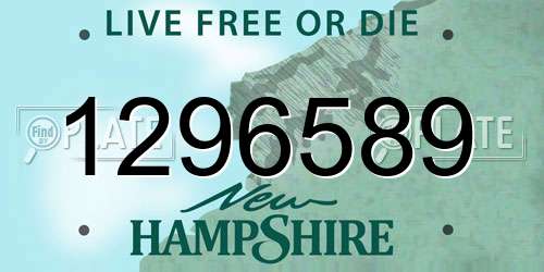 1296589 New Hampshire License Plate