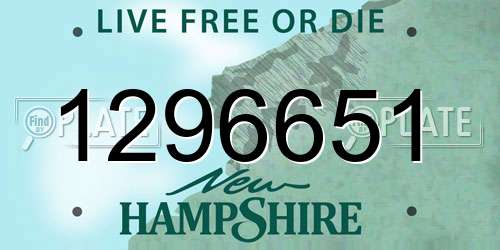 1296651 New Hampshire License Plate