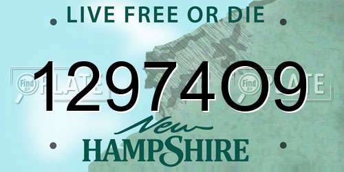 12974O9 New Hampshire License Plate